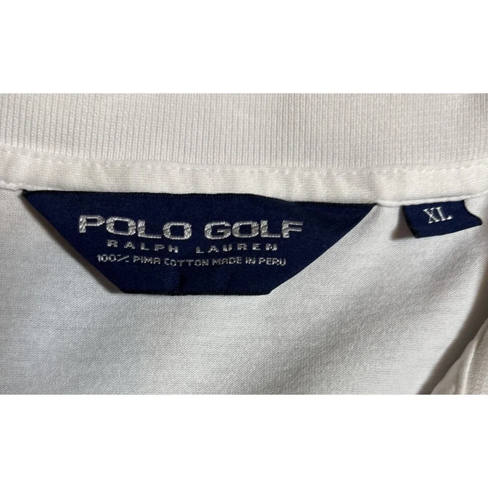 Polo Golf Ralph Lauren Caracol Logo Cotton White Collared Short Sleeve Size XL